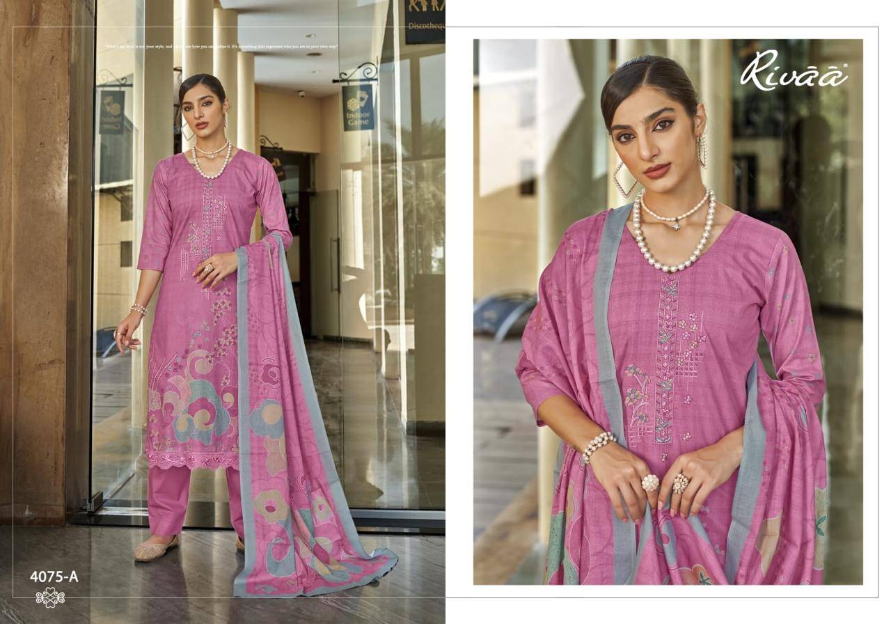 MASHA By RIVAA 4073 Series Beautiful Pakistani Suits Colorful Stylish Fancy Casual Wear Lawn Digital Print Dresses At Wholesale Price